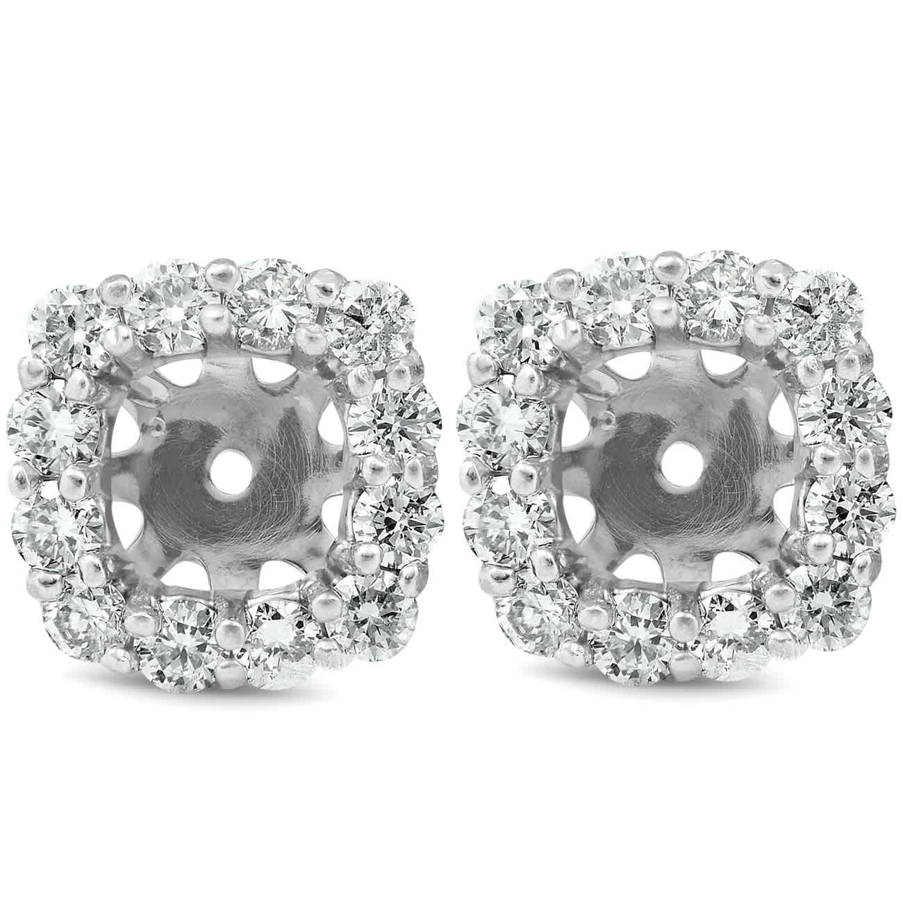 3/4 Ct Diamond Stud Earring Cushion Halo Jackets 14k White Gold (5-5.5mm)