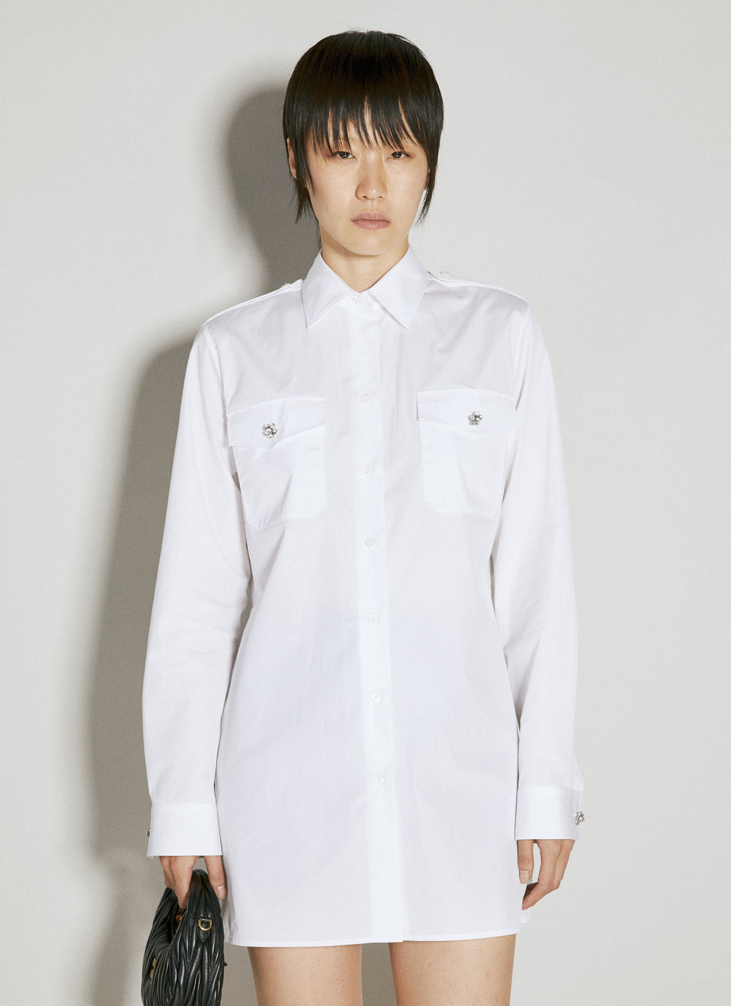Prada Women Classic Shirt With Embellished Buttons
