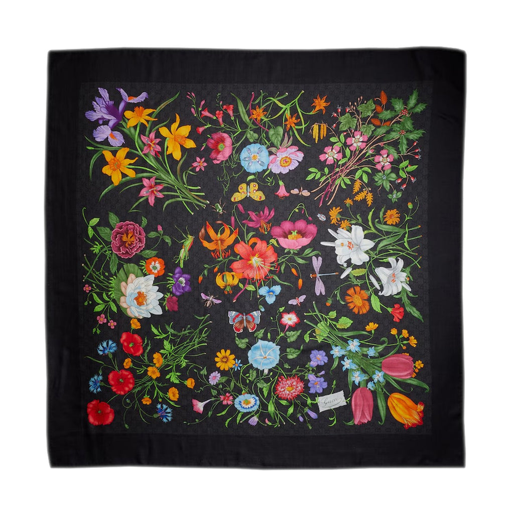 Gucci Women Printed Gg Wool Silk Shawl
