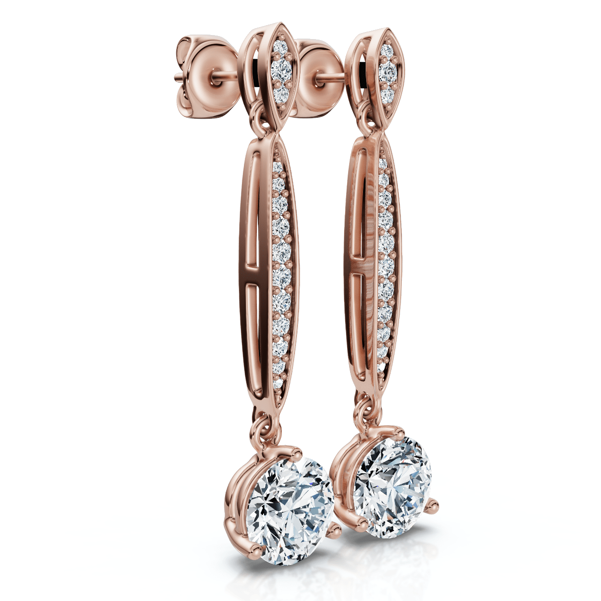 1 5/8Ct Drop Dangle Earrings 14k Gold Lab Grown