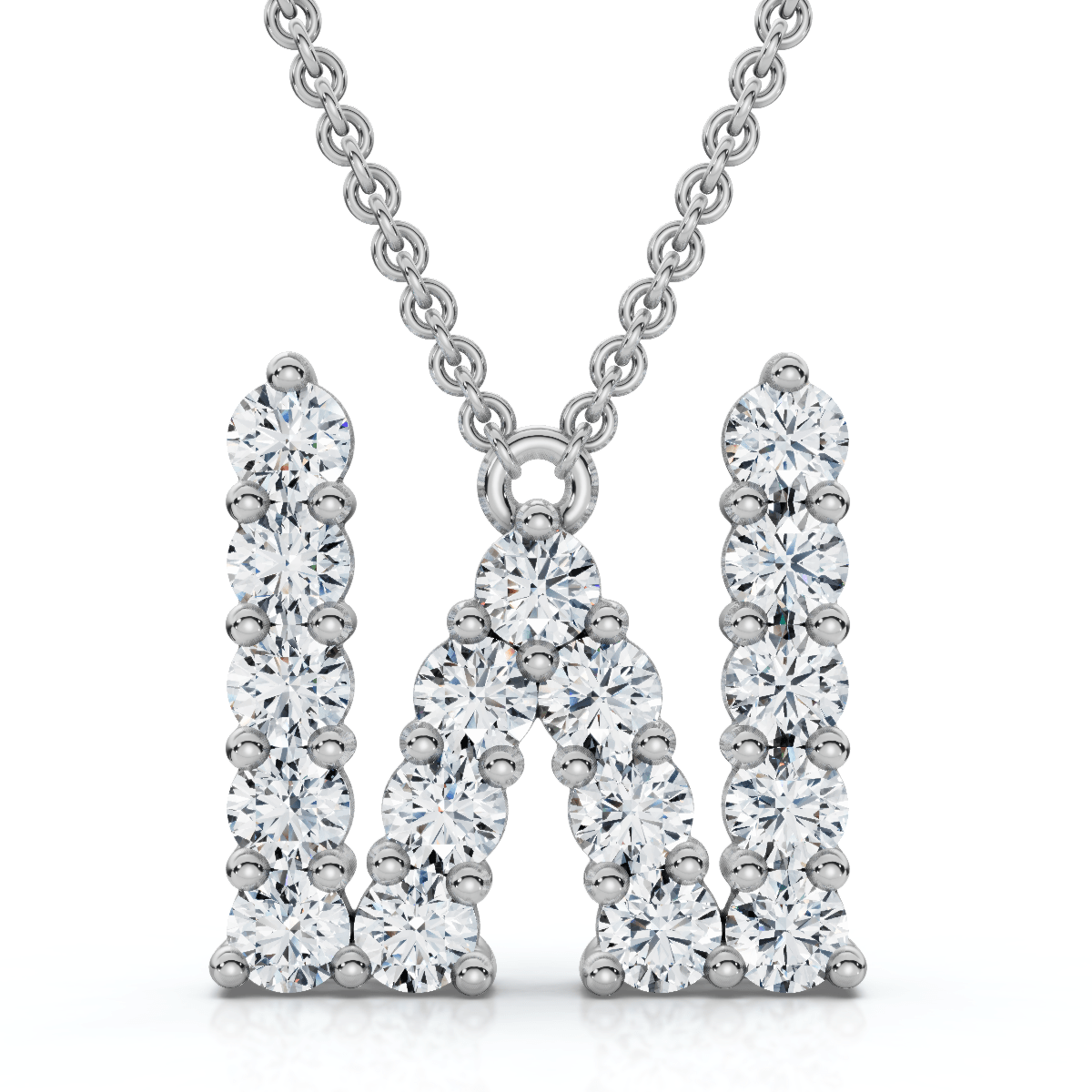 1Ct Diamond Initial "W" Pendant 14k Gold 18" Necklace Lab Grown 5/8" Tall