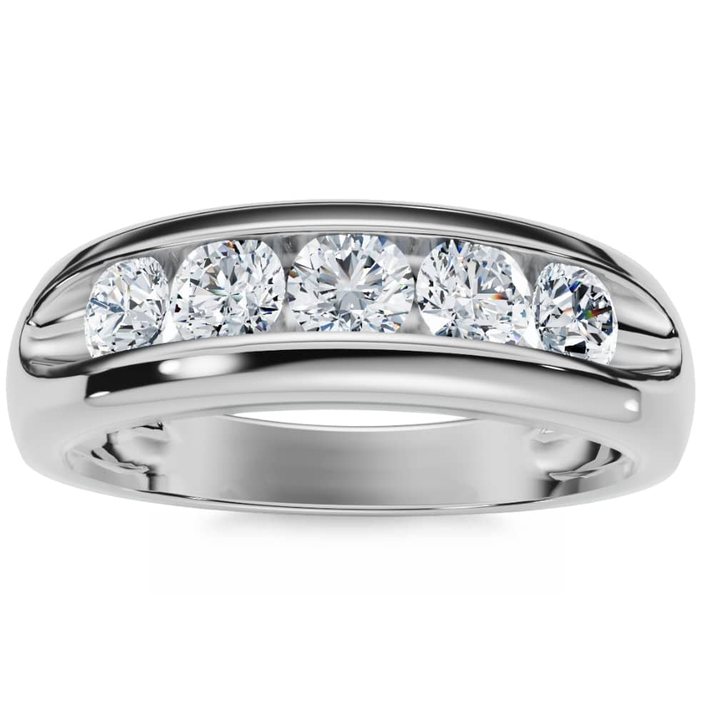 Mens 3/4ct Diamond White Gold Wedding Ring Band New Size Selectable