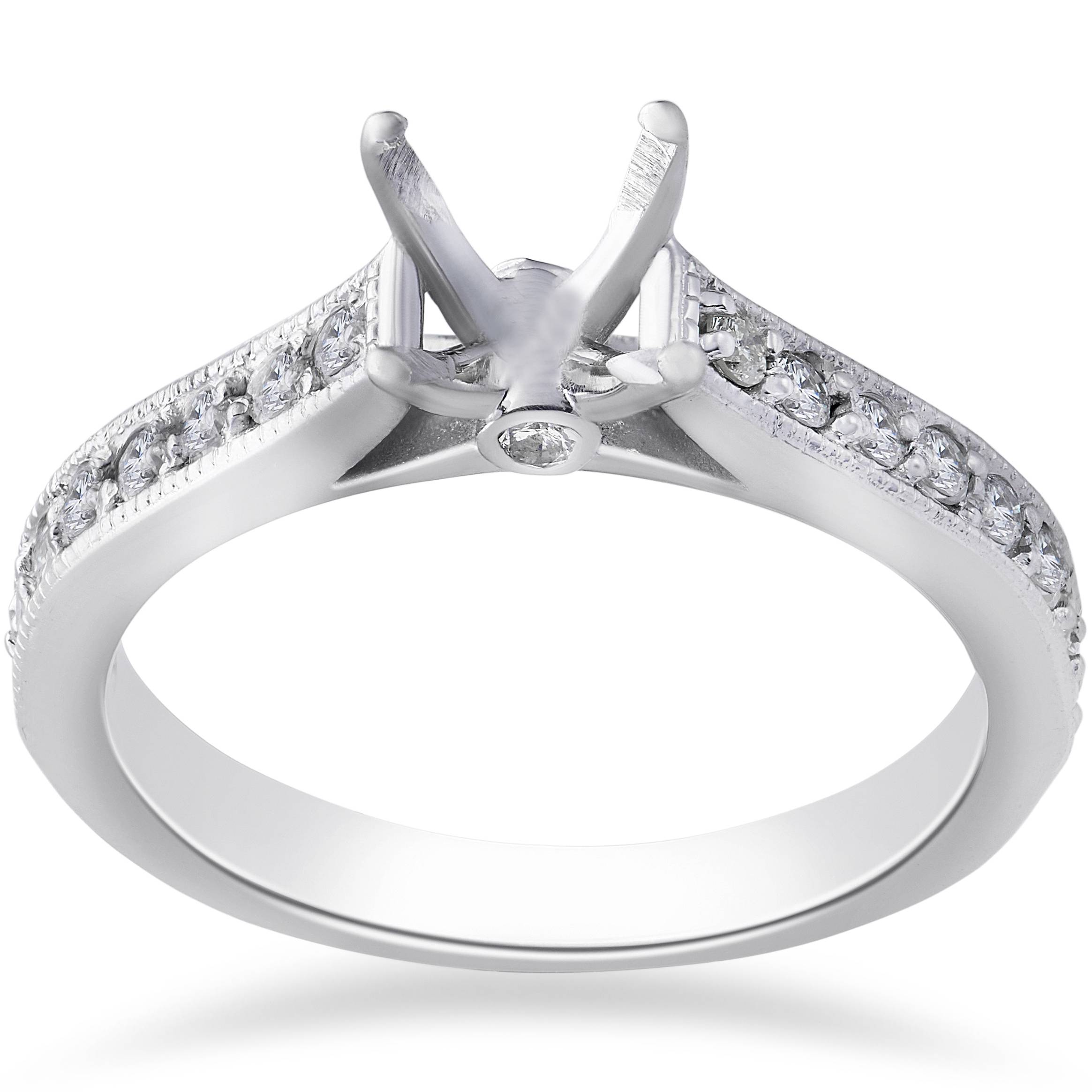 1/3ct Diamond Engagement Semi Mount Ring 14K White Gold Size Selectable