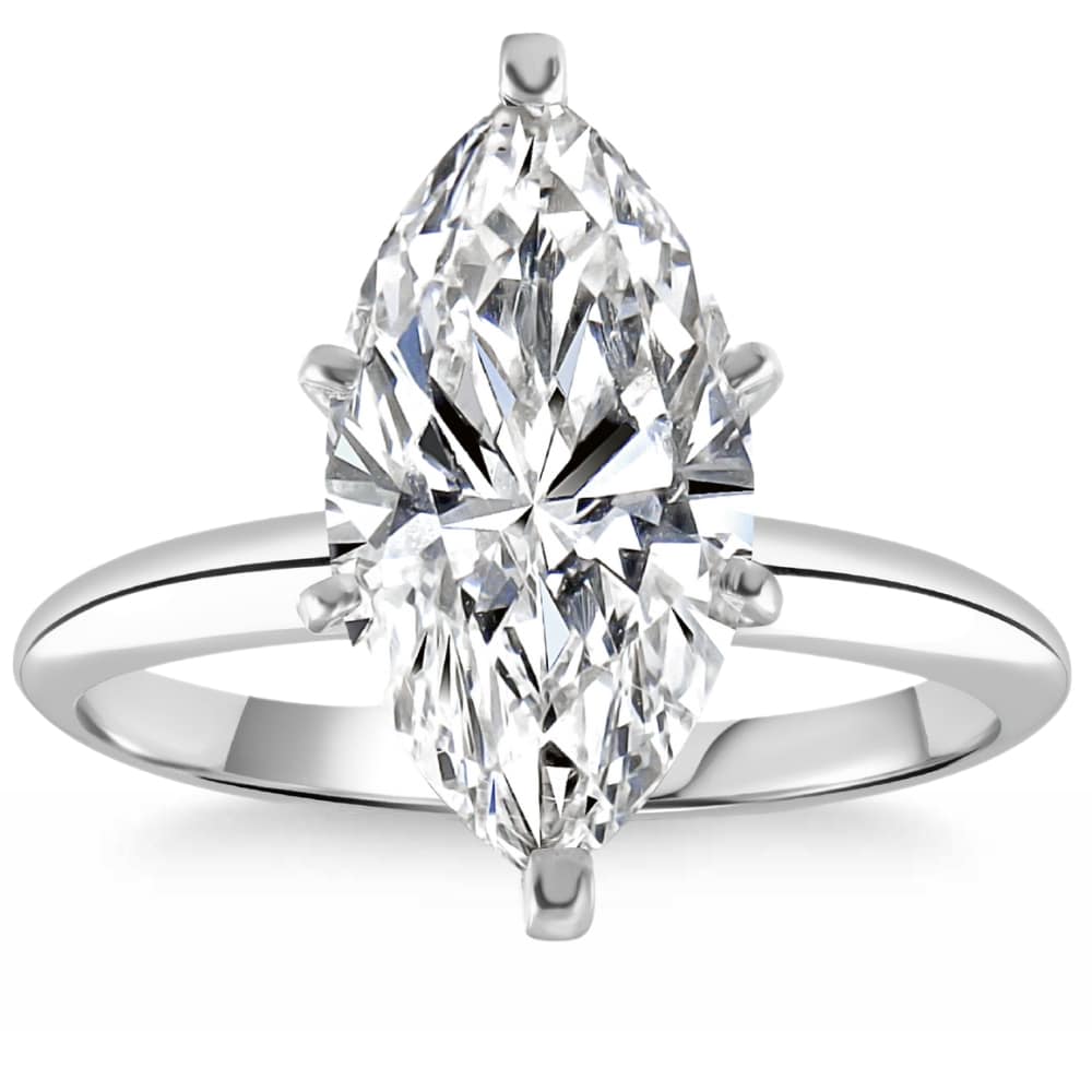 3Ct White Gold Certified Lab Grown Marquise Diamond Engagement Ring Size: 6.5