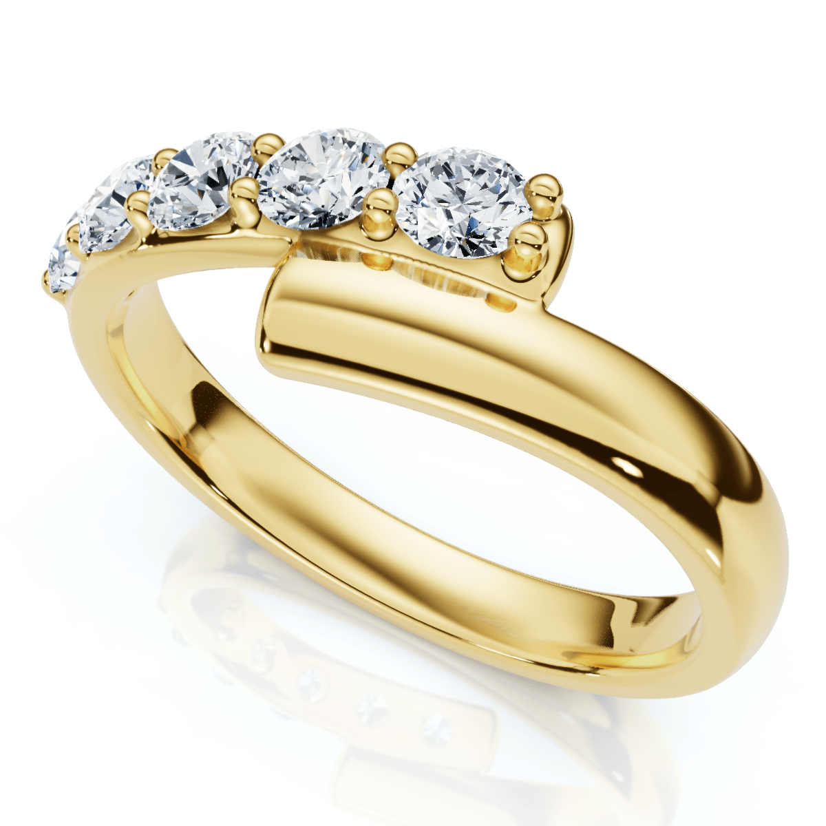 Bypass 3/8Ct Diamond Fashion Anniversary Ring 14k Gold Lab Grown