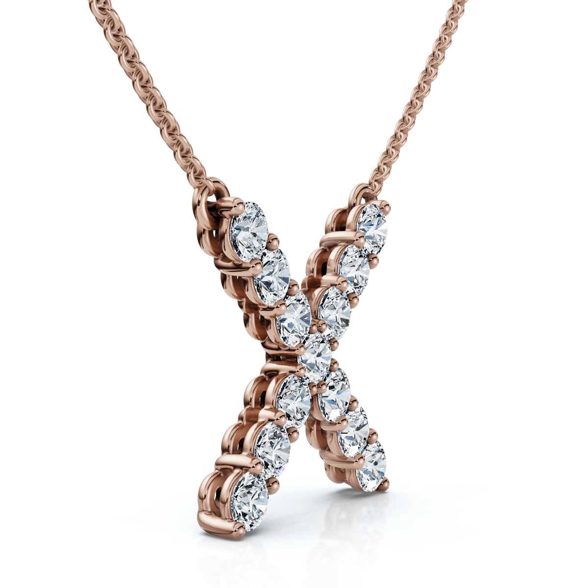 1Ct Diamond Initial "X" Pendant 14k Gold 18" Necklace Lab Grown 5/8" Tall