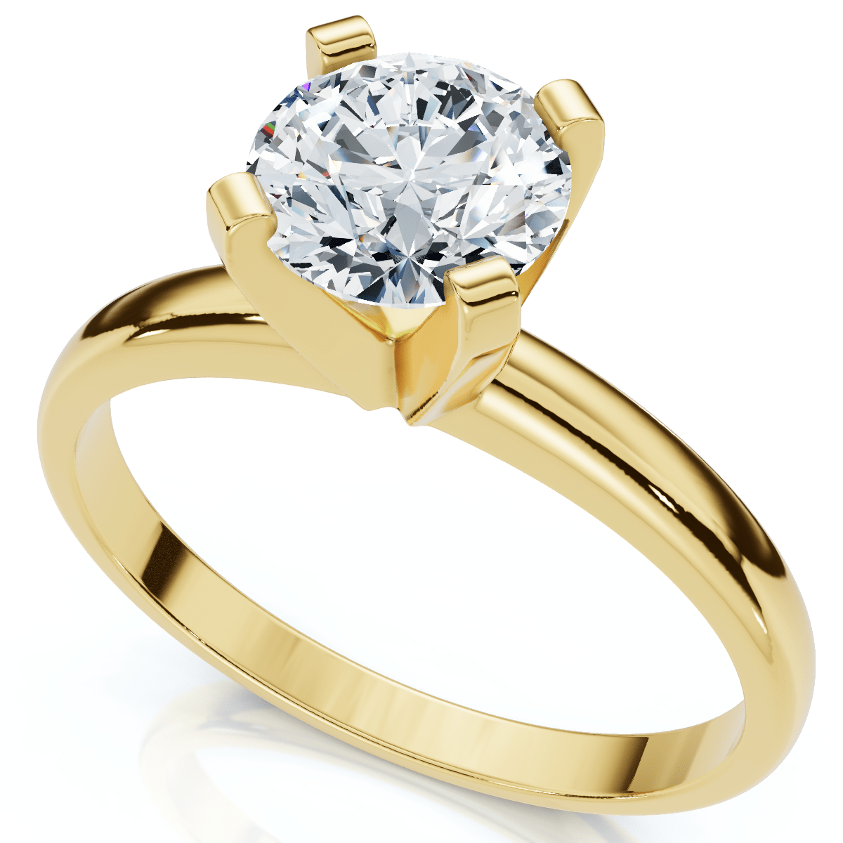 3/4Ct Solitaire Round Cut Lab Grown Diamond Engagement Ring 14k Gold
