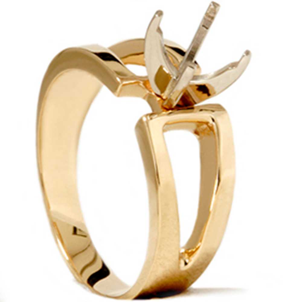 Contemporary Solitaire Engagement 14K Gold Ring Setting Size Selectable