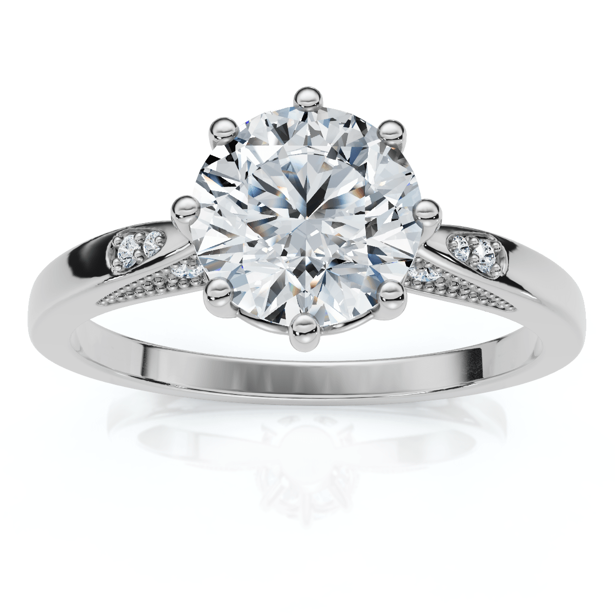 1Ct Crown Setting Diamond Engagement Ring 14k Gold or Platinum Lab Grown