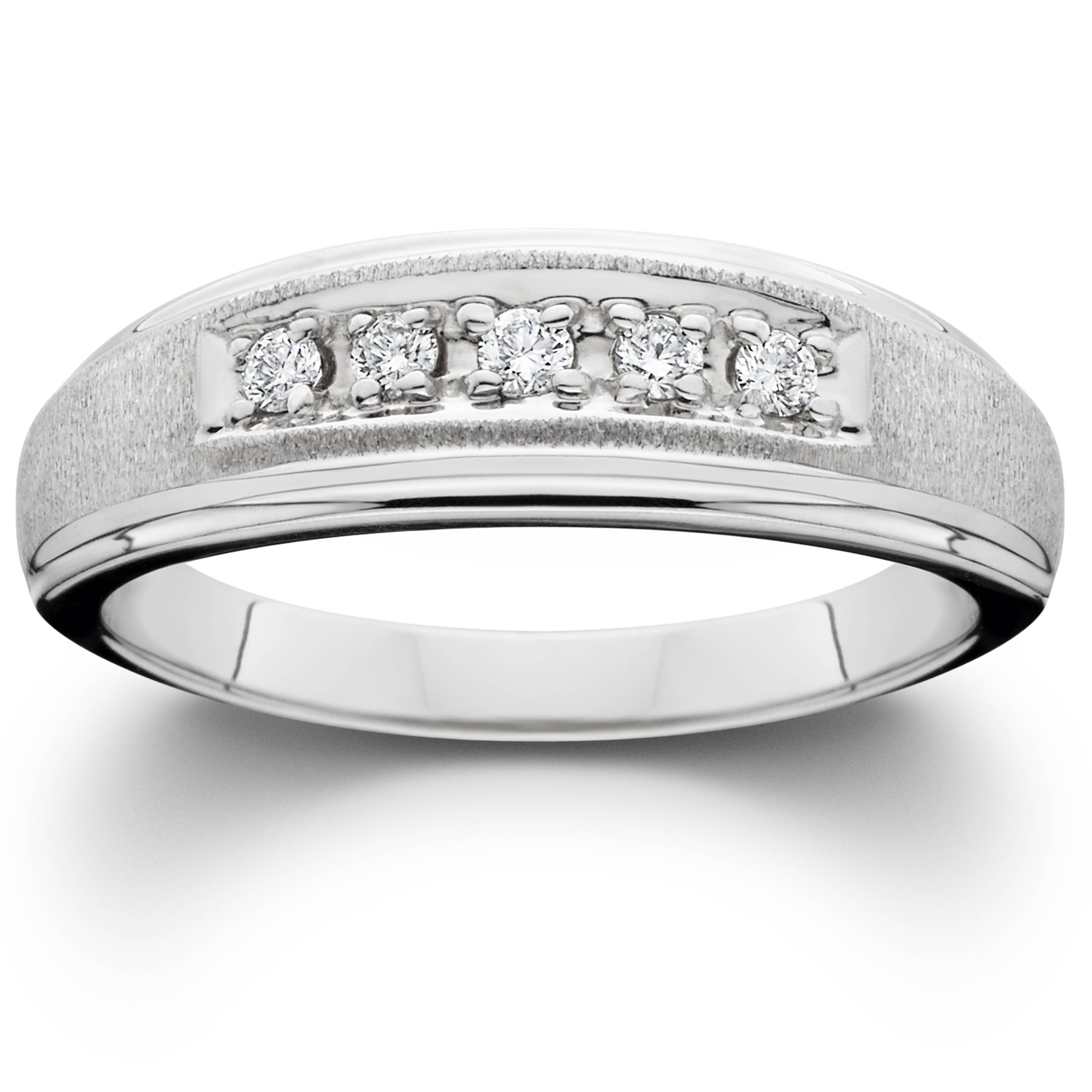 Mens Diamond Wedding Brushed Ring 10K White Gold Size Selectable