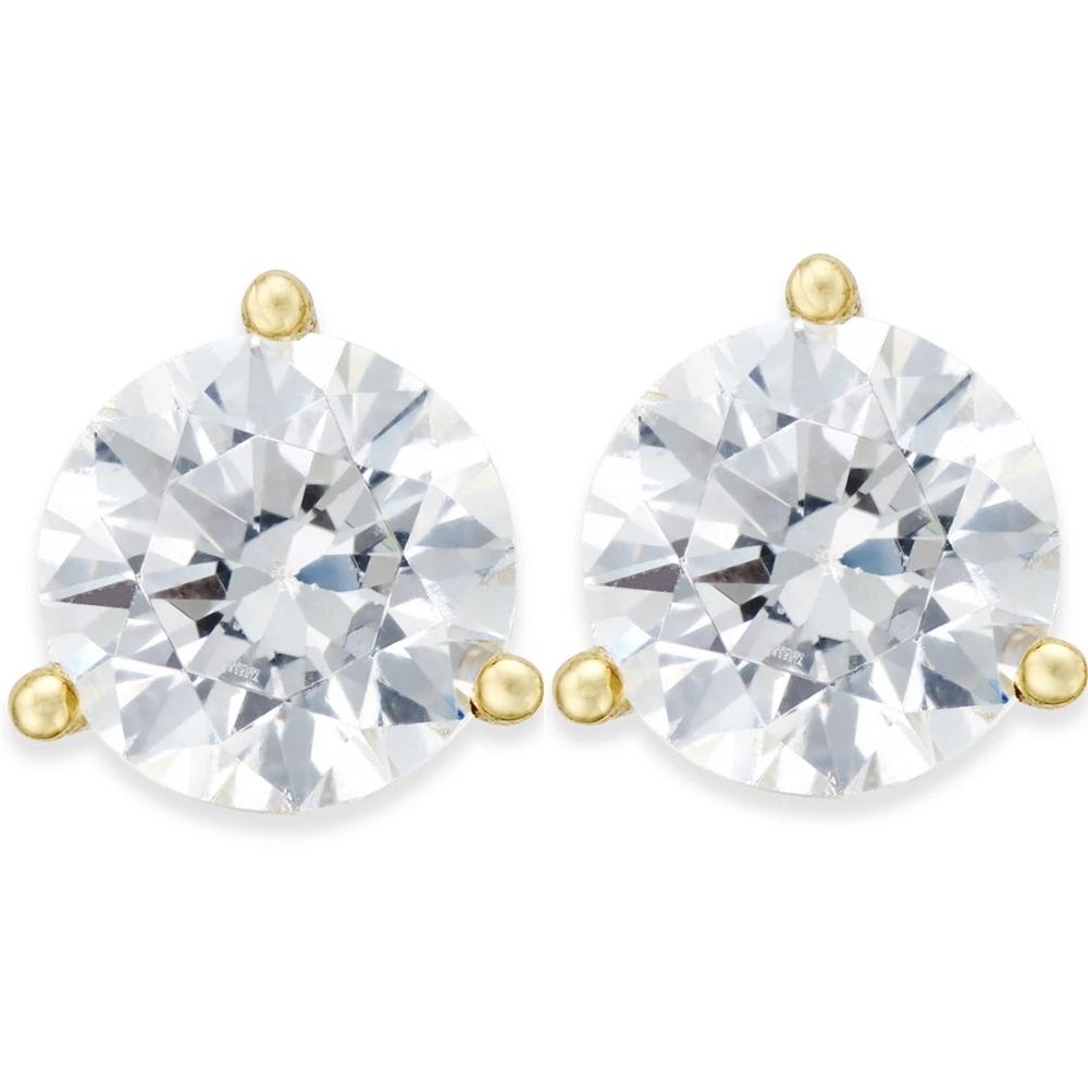 1/3ct Round Genuine Diamond Martini Studs 14K Yellow Gold