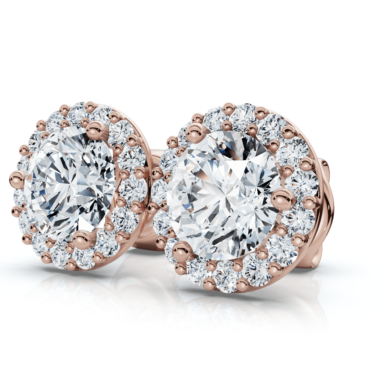 2 1/2Ct Diamond 14k Gold Lab Grown Halo Earrings