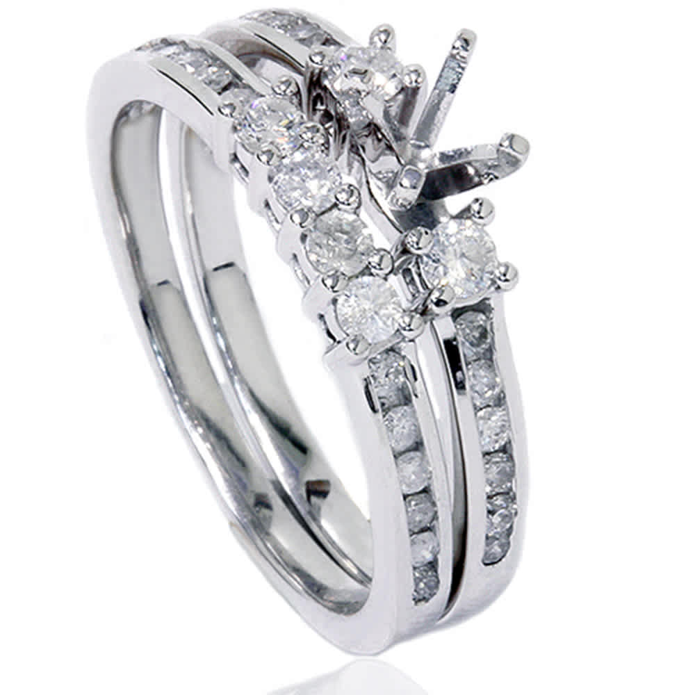1/2ct Diamond Engagement Wedding Ring Semi Mount 14K White Gold Size Selectable