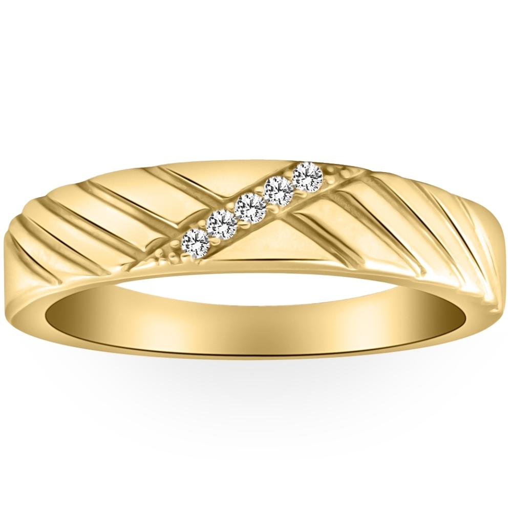 Mens Diamond Wedding Ring Yellow Gold Size Selectable