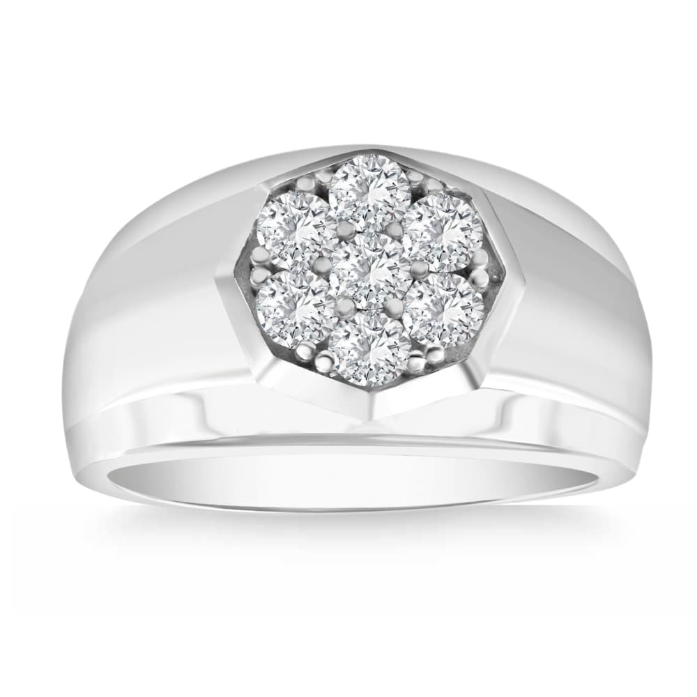 1Ct Men's 7 Stone Diamond Ring in 14k Gold Lab Grown