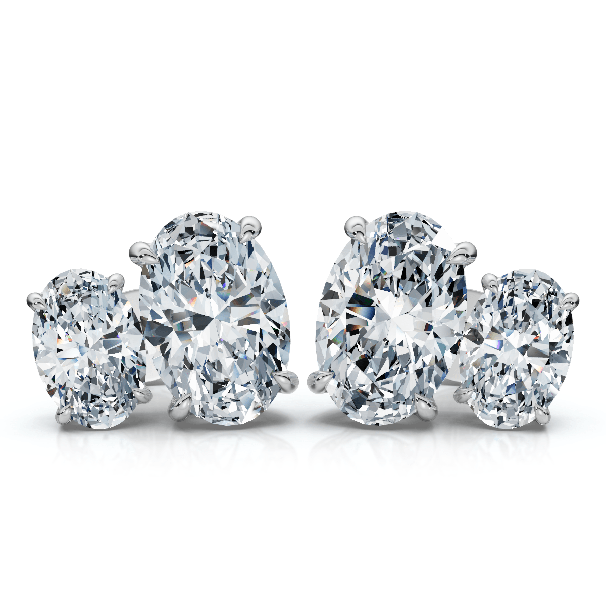 Certified 3Ct Oval Cut Toi Et Moi Diamond Earrings 14k Gold Lab Grown