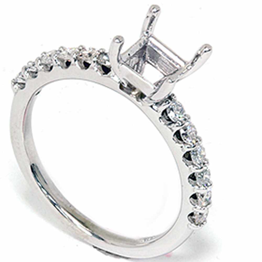 1/2ct Half Eternity Diamond Ring Setting 14K White Gold Size Selectable