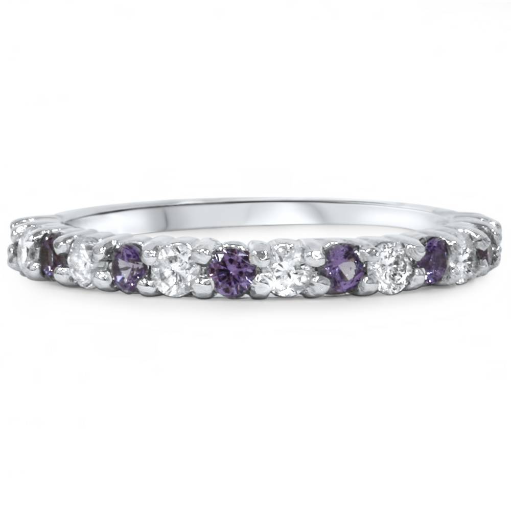 1/2ct Alexandrite & Diamond Half Eternity Ring 14K White Gold SZ5 (Not Enhanced) 5