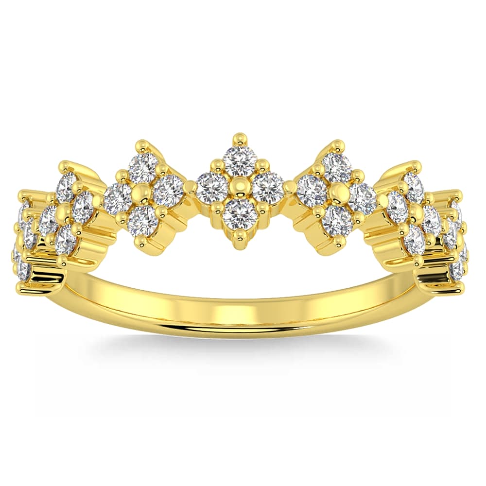 1/2Ct TW Round Cut Diamond Wedding Ring 14k Gold Stackable Band Lab Grown