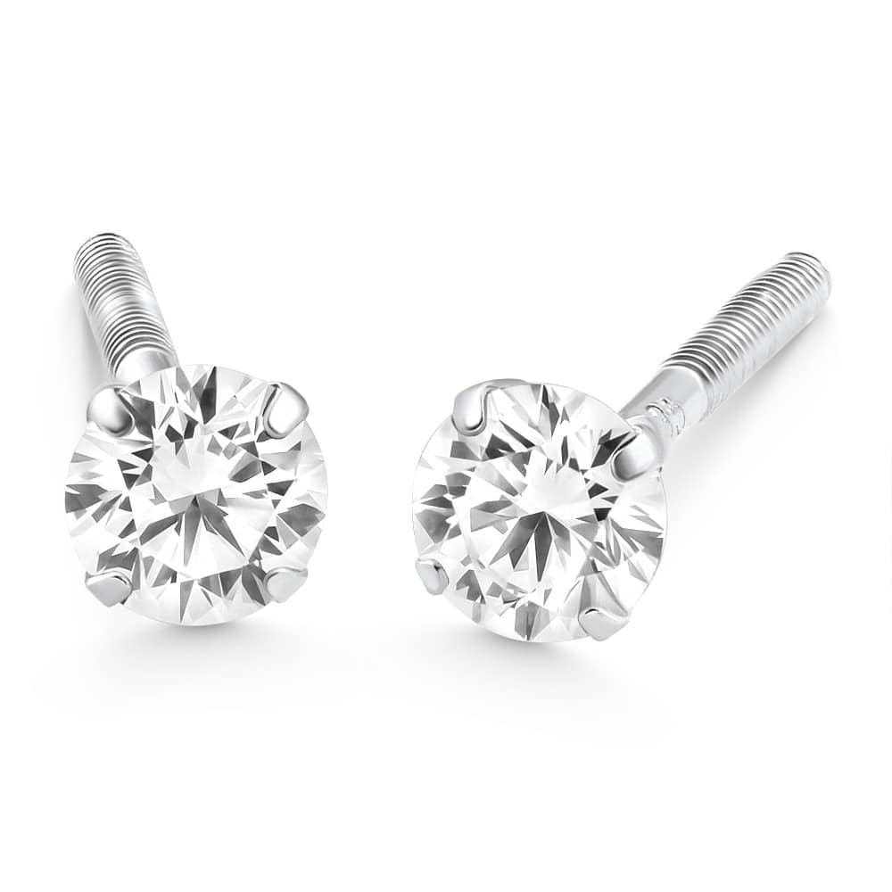 1/4 Ct Diamond Screw Back Studs 14k White Gold Lab Grown Eco Friendly