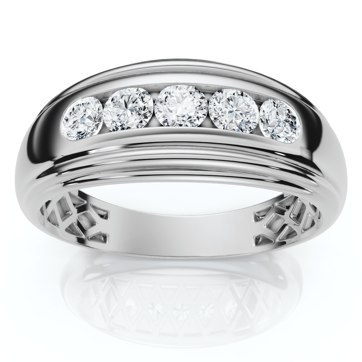Mens 1/2ct 5-Stone Diamond Wedding Ring Gold Lab Grown