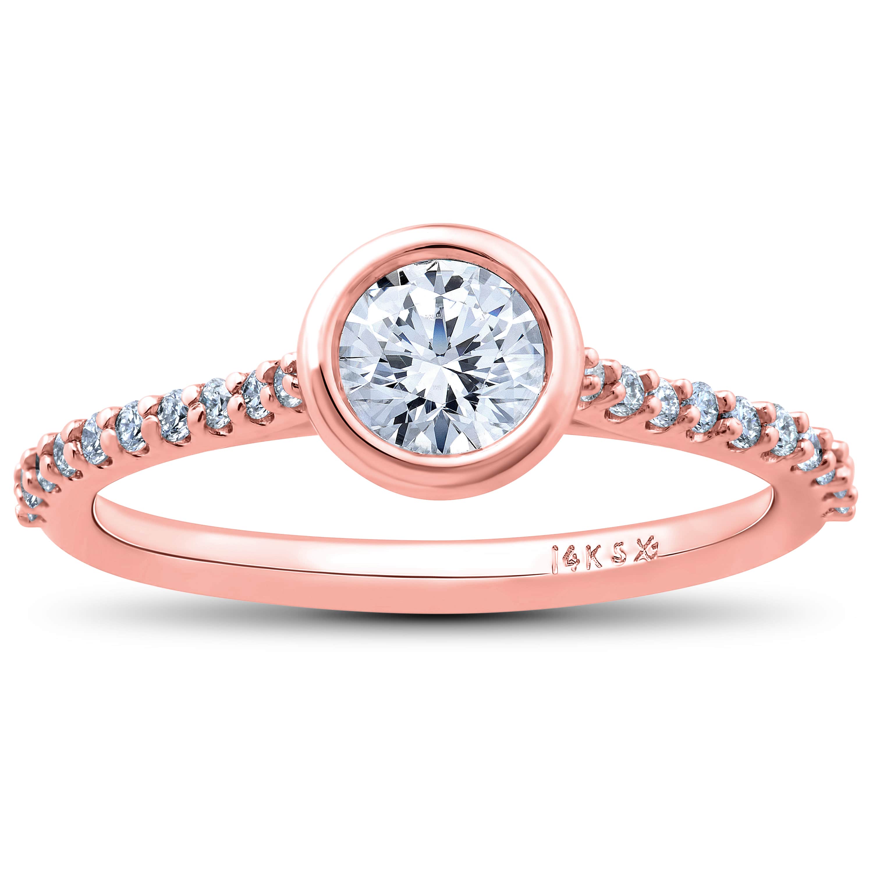 1ct Charlotte Diamond Engagement Ring 14k Rose Gold Lab Grown Bezel Round