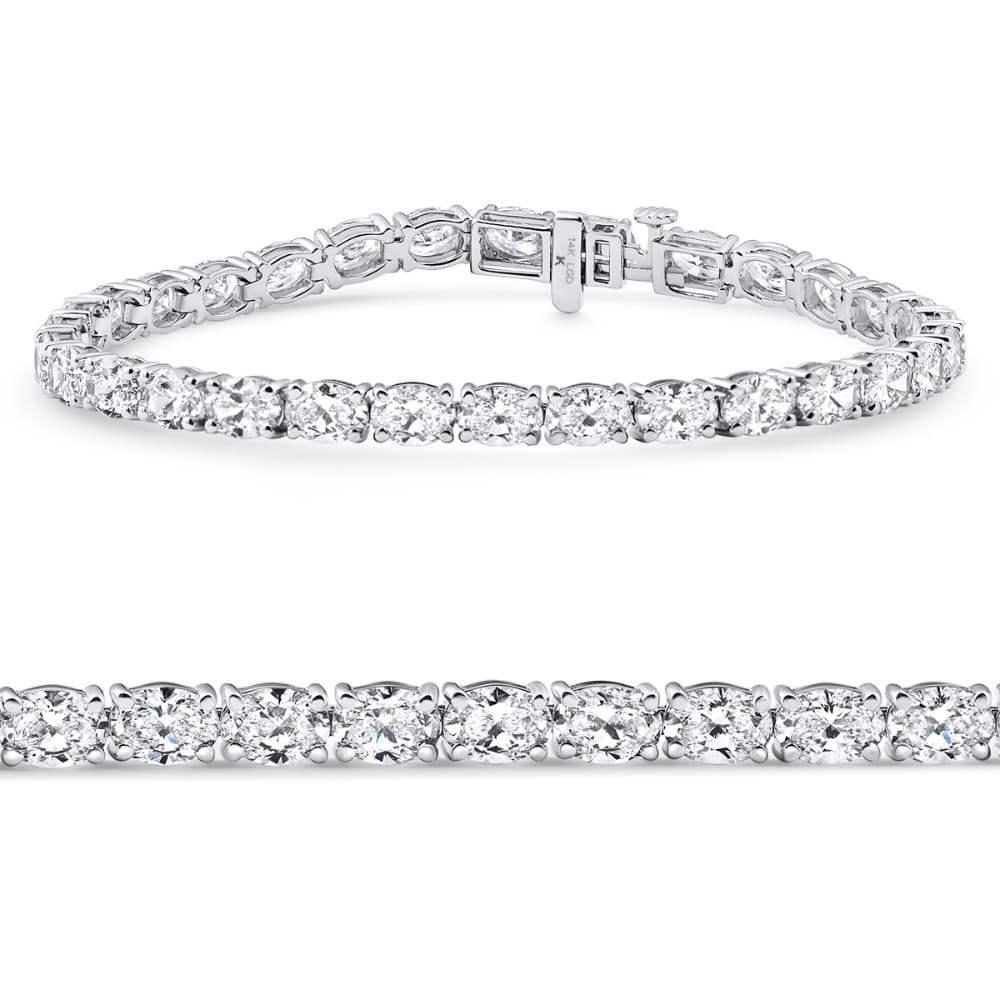 10.75Ct Oval Cut Diamond Tennis Bracelet 7" 14k White Gold Lab Grown Size: Medium
