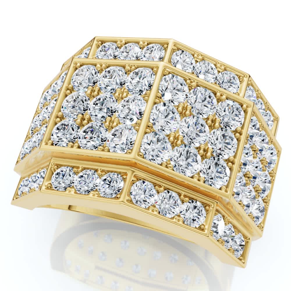 3 Ct Diamond Men's Multi-Cluster Wide Ring in White or Yellow Gold
