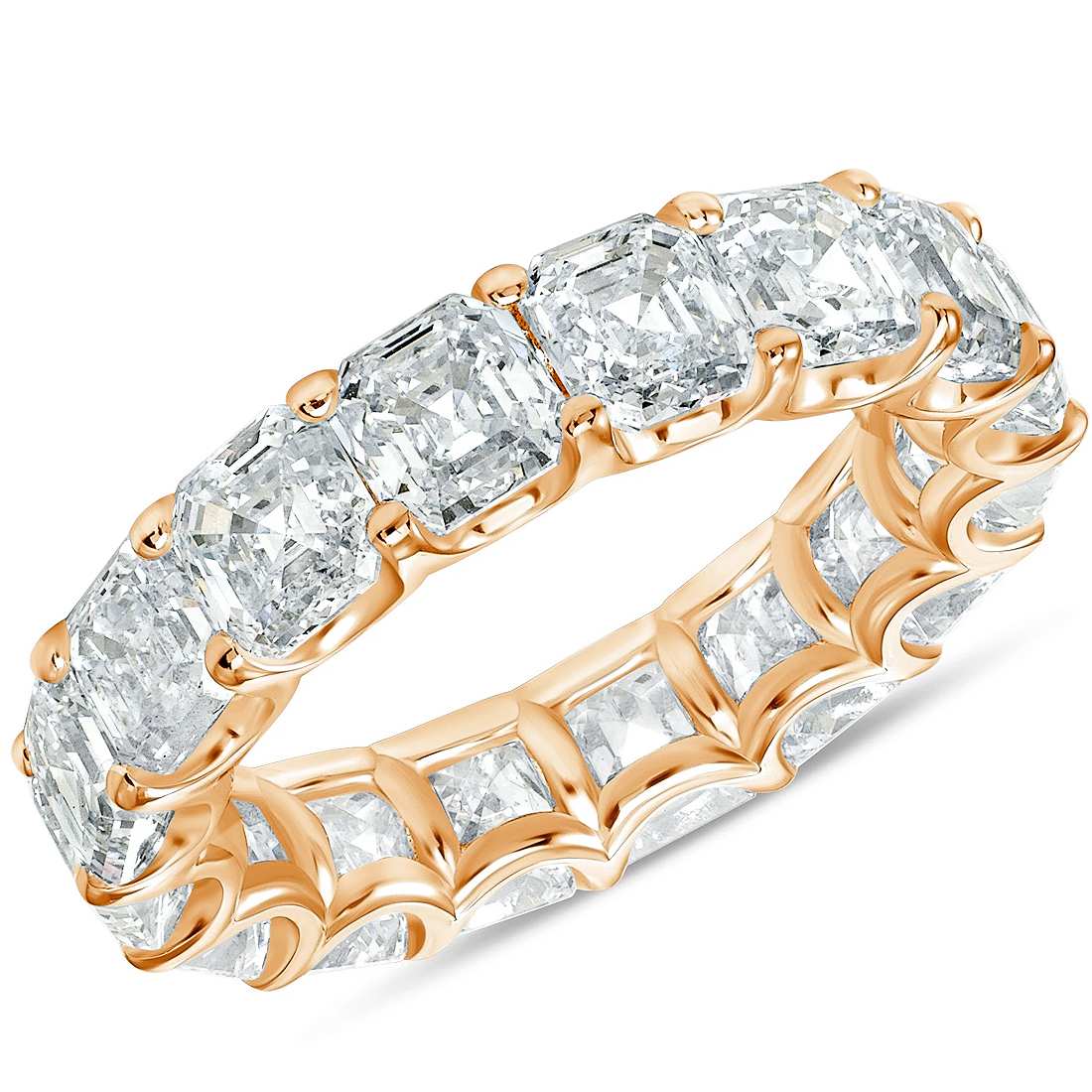 10 1/2 Ct Asscher Cut Moissanite Eternity Ring Wedding Band 10k Gold