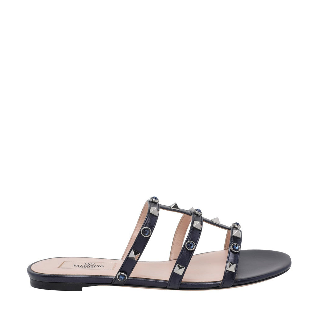 Valentino Garavani Women Rockstud With Cabochon Slide Sandals