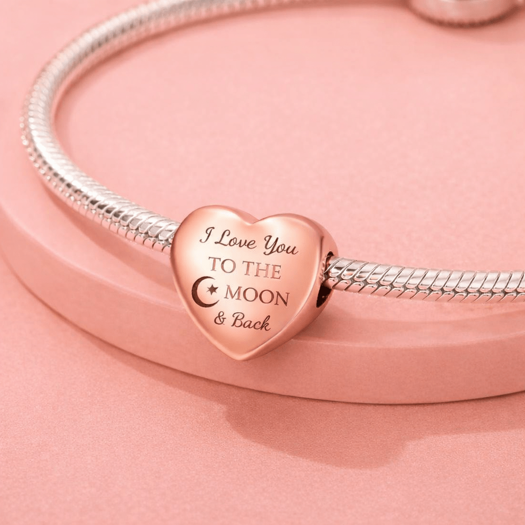 Rose Gold I Love You To The Moon and Back Charm