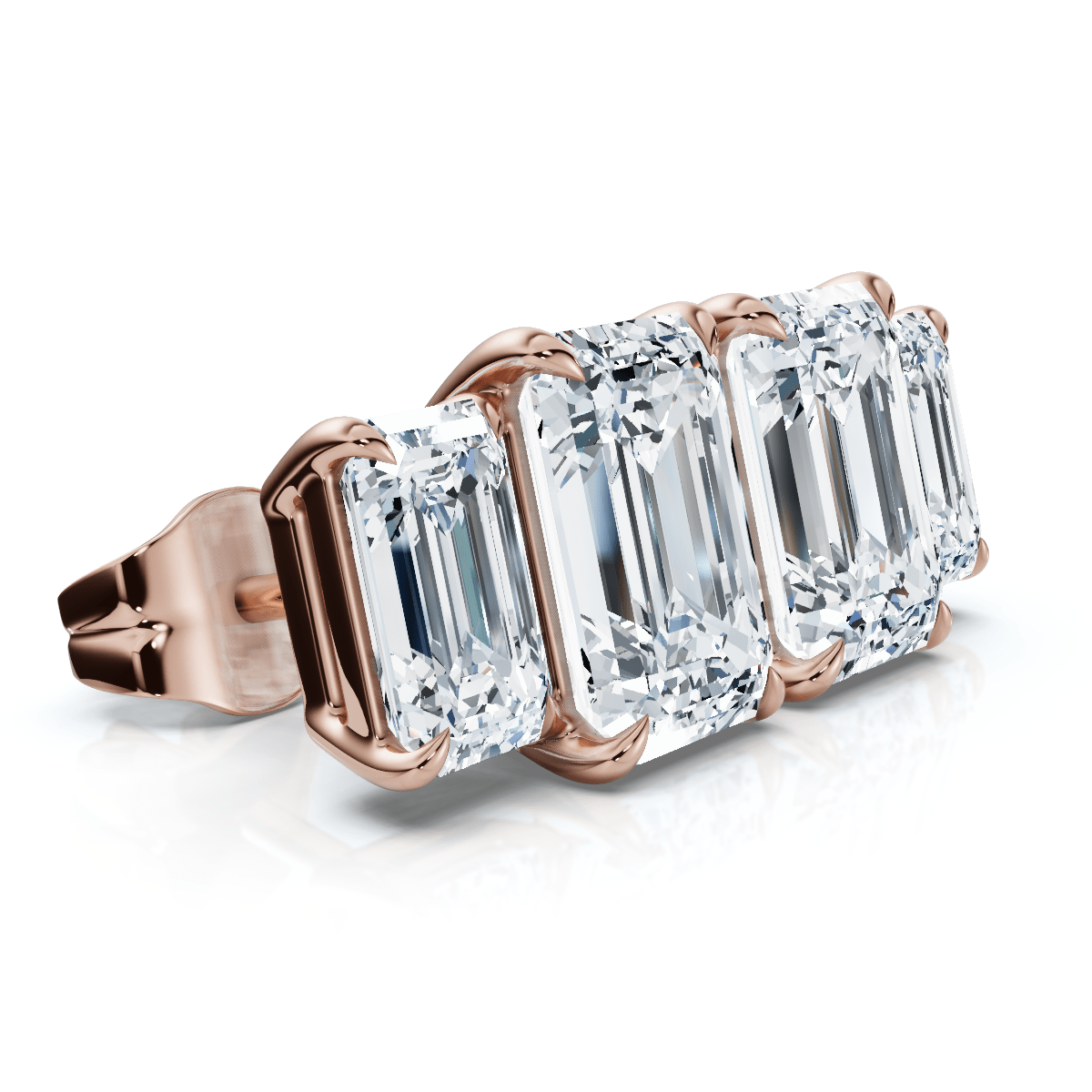 1 1/2Ct Emerald Cut Toi et Moi Diamond Earrings 14k Gold Lab Grown