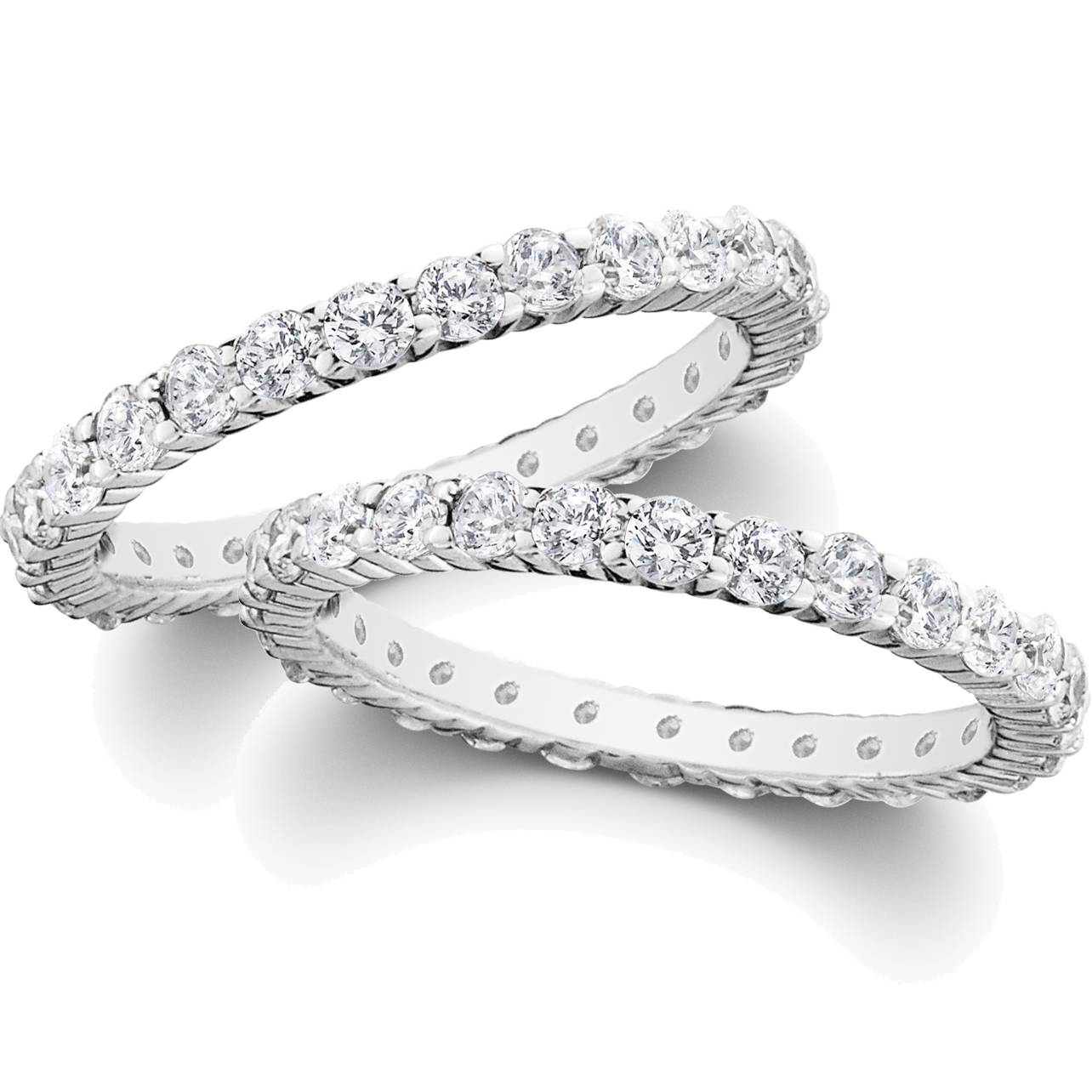 2ct Diamond Eternity Stackable Wedding Rings Set 14K White Gold Size Selectable