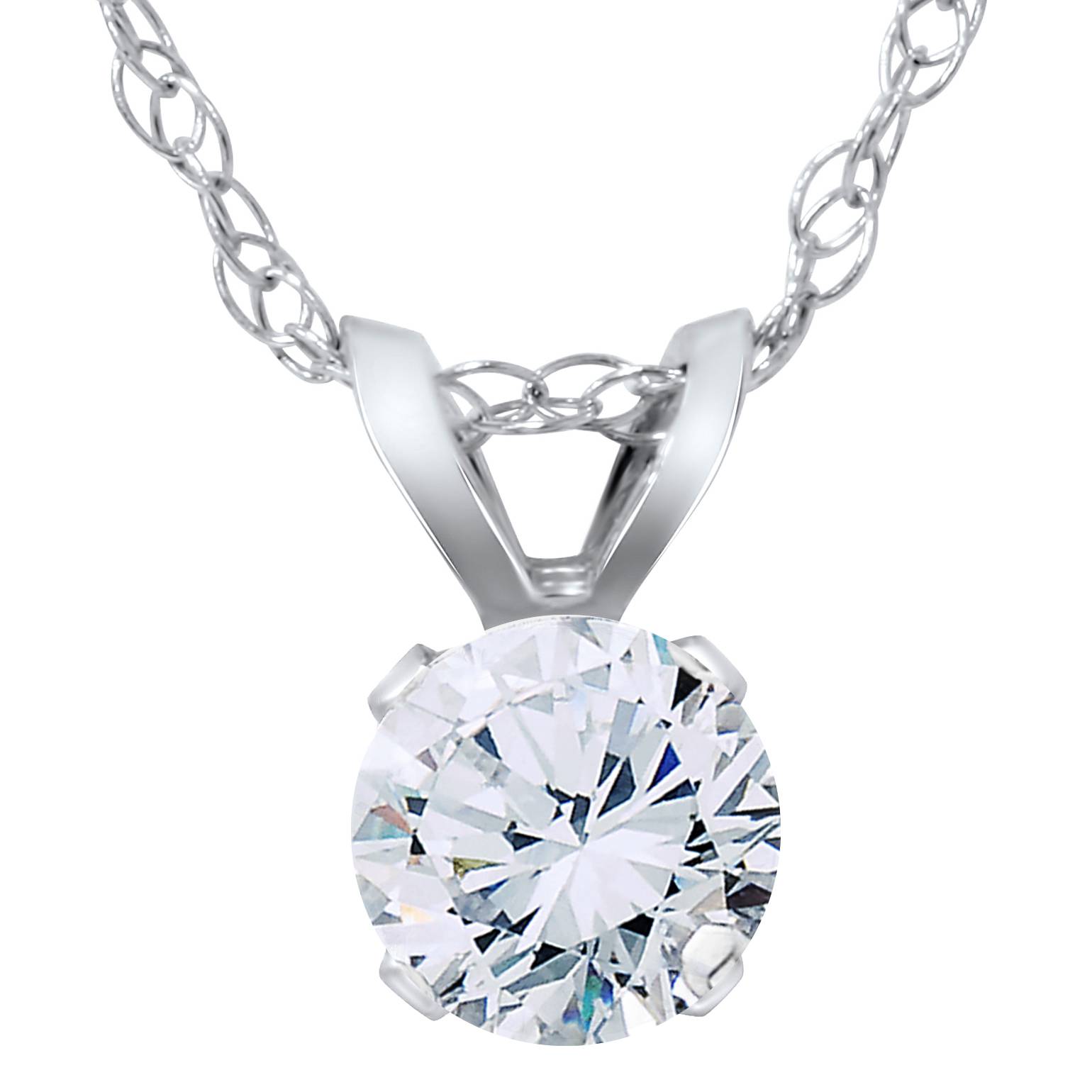 VS 3/8ct Diamond Solitaire Pendant 14K White Gold