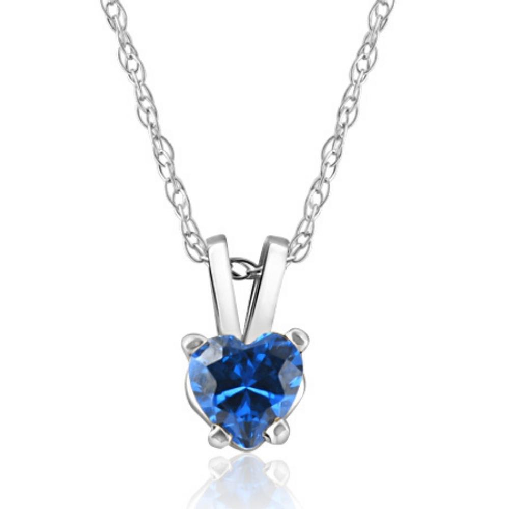 1/2ct Blue Heart Shape Sapphire 14K White Gold