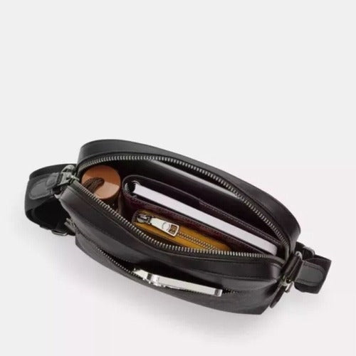 NWT Coach Men's Houston Flight Bag In Refined Pebble Leather In Black