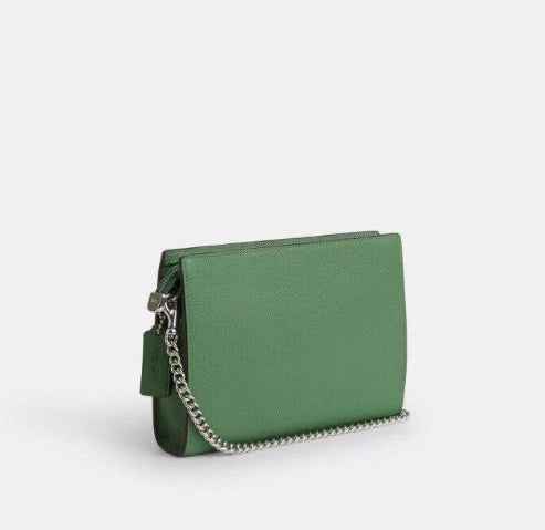 NWT Coach Slim Crossbody Leather Bag In Silver/Soft Green