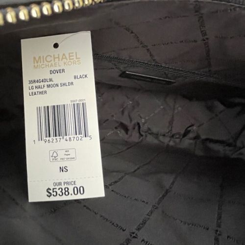 NWT Michael Kors Large Dover Half Moon Shoulder Bag In Black