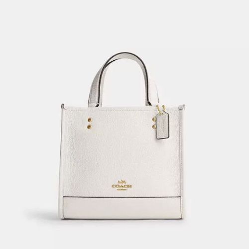 NWT Coach Dempsey Tote 22 Leather Crossbody Bag In Gold/Chalk