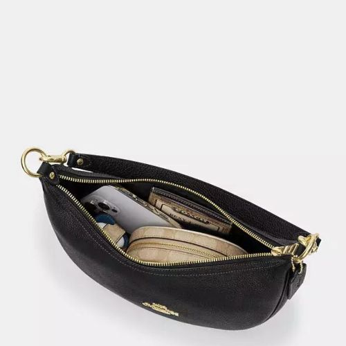 Coach Aria Shoulder/Crossbody Leather Bag In Gold/Black