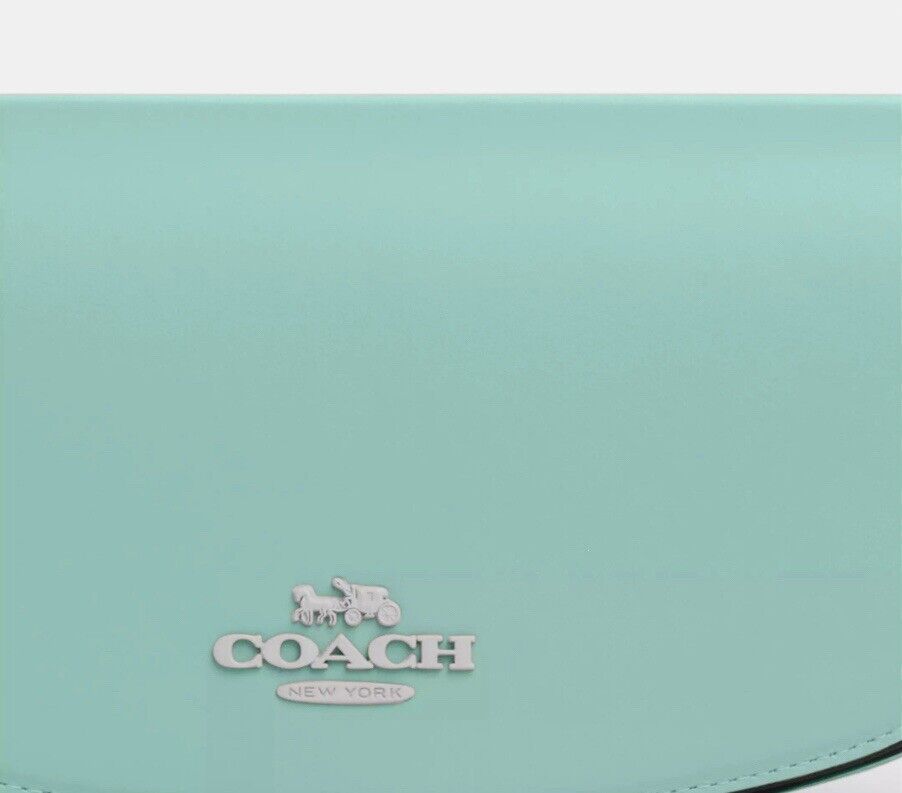NWT Coach Leather Medium Andrea Shoulder Bag In Faded Blue