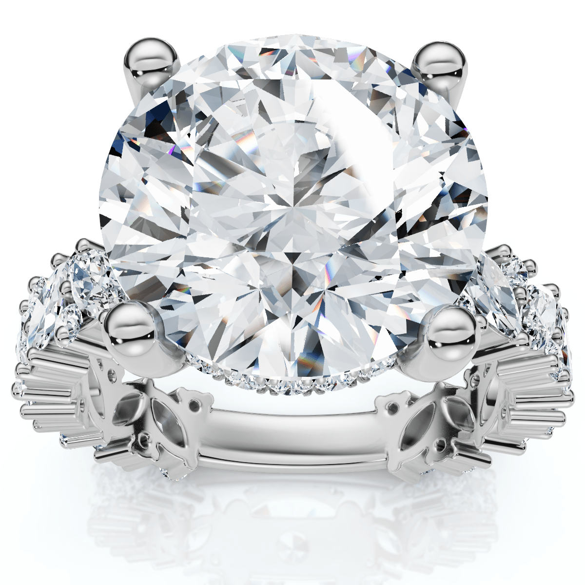 Certified 6.78Ct Round Cut Diamond Engagement Ring 14k White Gold Lab Grown Size: 7