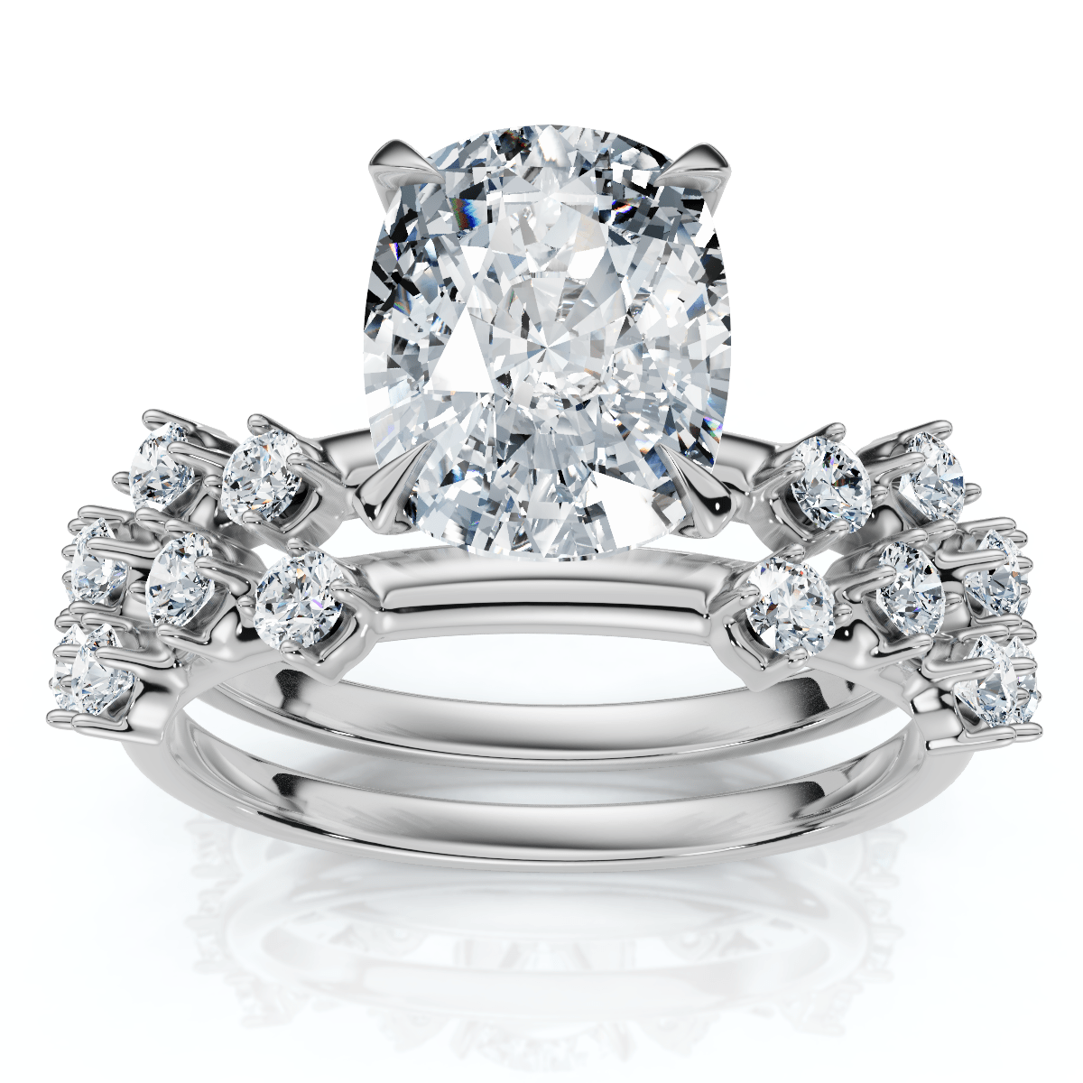 Certified 2 1/2Ct Cushion Diane Engagement Bridal Set 14k Gold or Pt Lab Grown