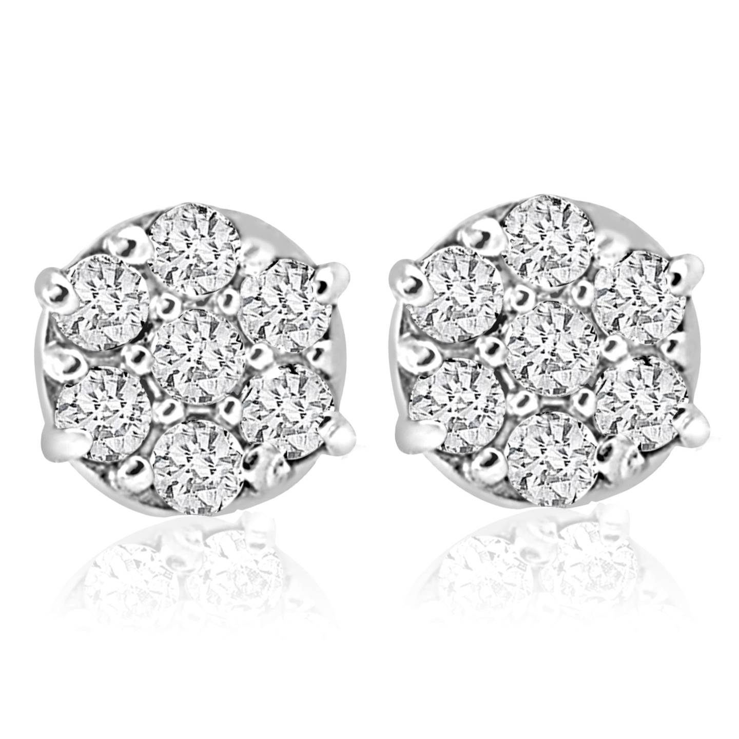 1/4cttw Diamond Cluster Womens Studs in 10k White Gold