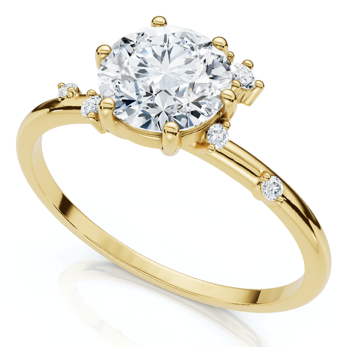 1Ct Diamond Flame Engagement Ring 14k Gold Lab Grown EF/VS