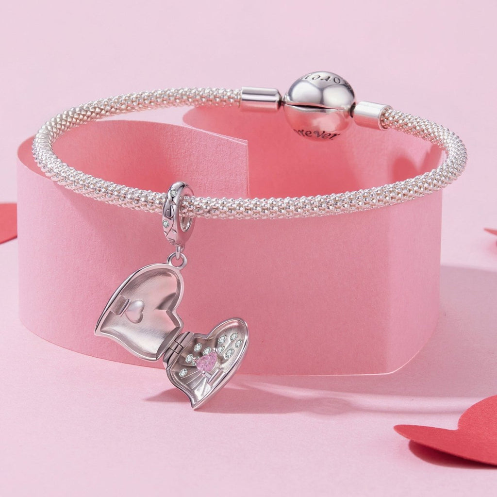 Secret Pink Heart Locket Dangle Charm