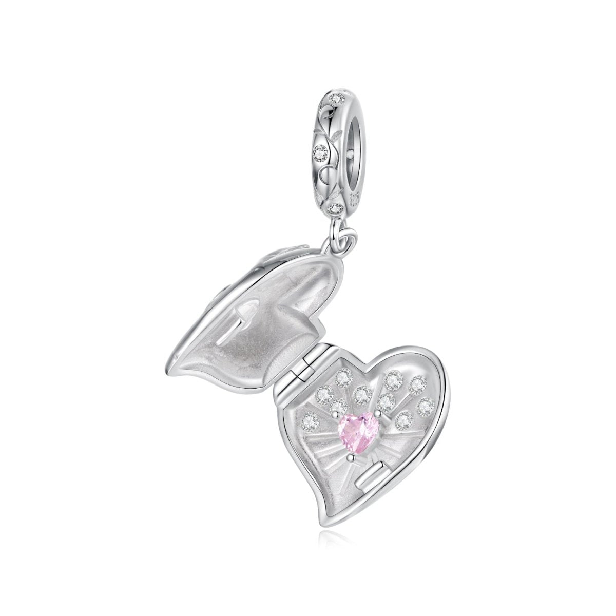 Secret Pink Heart Locket Dangle Charm