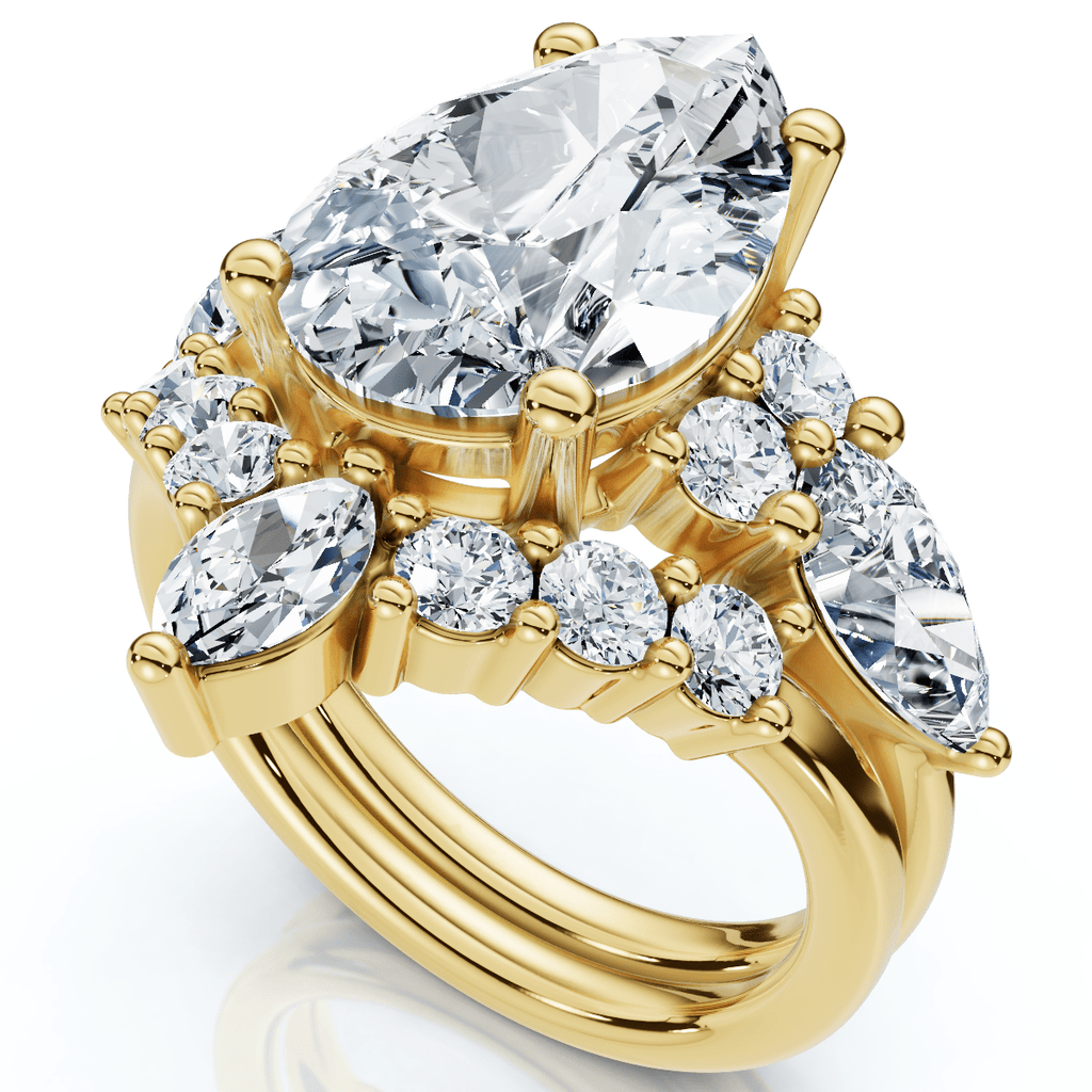 Certified 2.90Ct Pear Diamond Engagement Ring Set 14k Gold or Pt Lab Grown