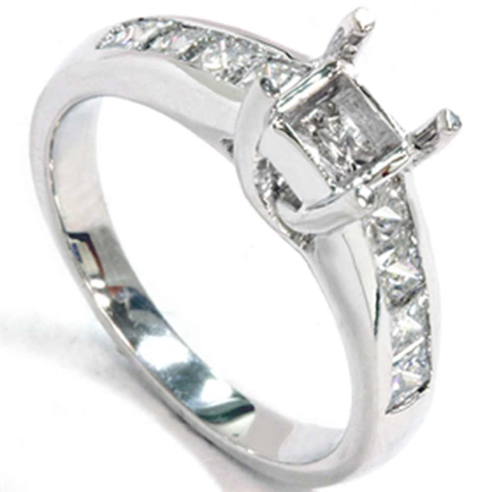 1ct Princess Cut Diamond Cathedral Engagement Ring Setting Size Selectable