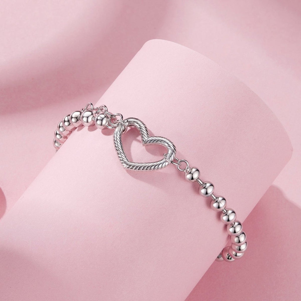 Silver Heart Beaded Bracelet